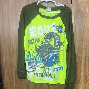 Faded Glory Neon Green and Olive Long Sleeve Tee